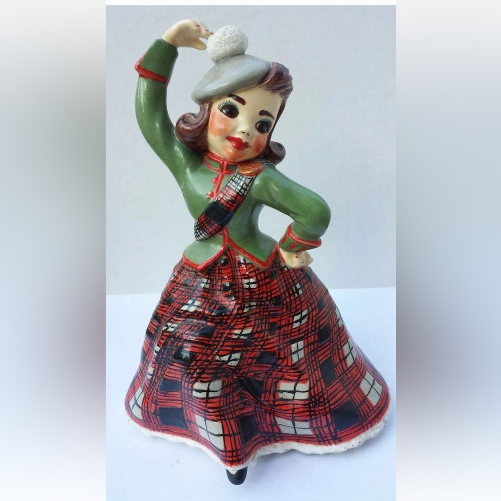 Holland Mold Scottish Lass Dancing Celtic Girl Plaid Dress Figurine